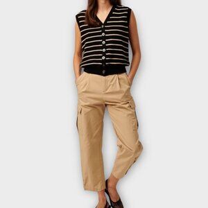 Line the Label Linen Cotton Blend Vest Shadow Stripe